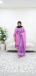 1. Elegant Pink Embroidered Salwar Kameez with Dupatta 2. Traditional Pink Printed Three-Piece Suit for Women 3. Stylish Pink Ethnic Wear Set with Blue Embroidery 4. Graceful Pink Salwar Suit with Designer